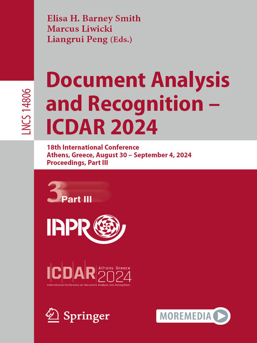 Title details for Document Analysis and Recognition--ICDAR 2024 by Elisa H. Barney Smith - Available
